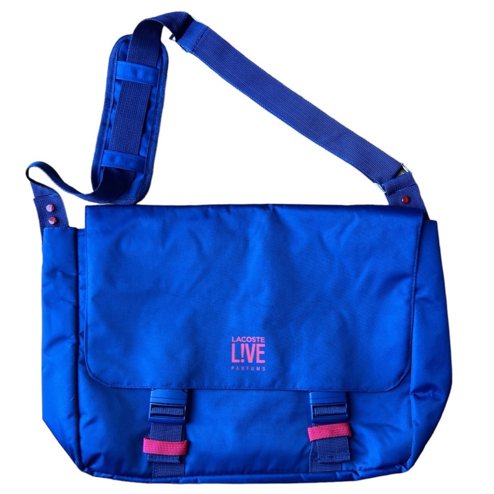 NWOT Lacoste Blue Live Parfums Laptop Messenger Travel Bag Shoulder Cross Body